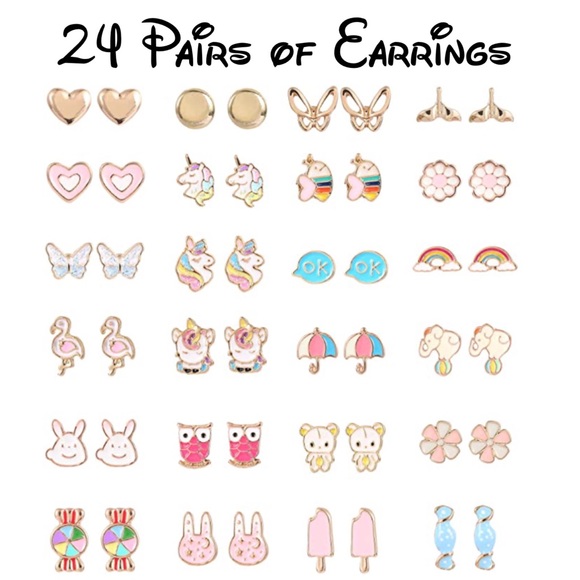 Jewelry - 24 Pairs Hypoallergenic Stainless Steel Earrings